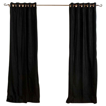 Black Ring / Grommet Top  Velvet Curtain / Drape / Panel   - 43W x 96L - Piece
