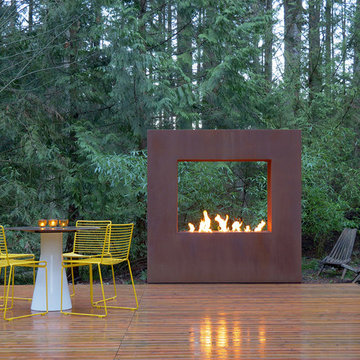 Kodo Corten - modern outdoor gas burning fireplace
