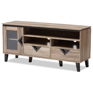 Cardiff Modern and Contemporary Light Brown Wood 55" TV Stand
