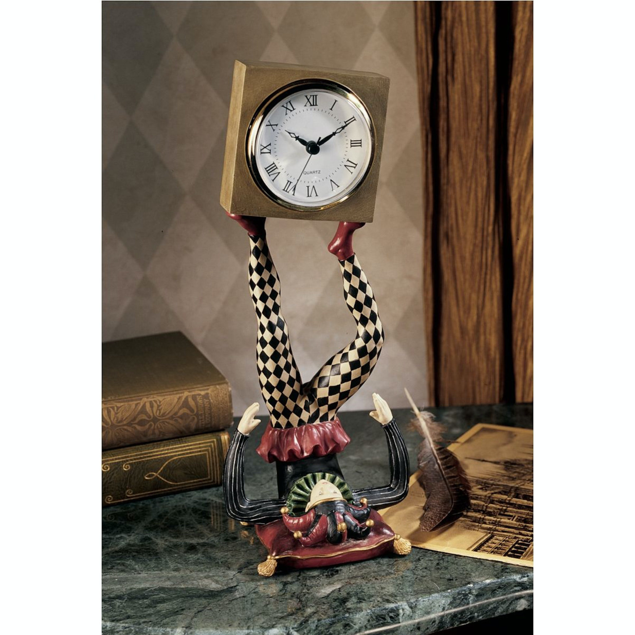 Juggling Time Harlequin Jester Sculptural Clock - Eclectic - Desk And ...
