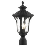 Livex Lighting - Textured Black Traditional, Victorian, Sculptural, Outdoor Post Top Lantern - From the Oxford outdoor lantern collection, this traditional cast aluminum single-light small post top lantern design will add curb appeal to any home. It features handsome, antique styling and decorative elements. Clear water glass casts an appealing light and lends to its vintage charm. The well-crafted ornamental details are all finished in a textured black. With superb craftsmanship and affordable price, this fixture is sure to tastefully indulge your senses.