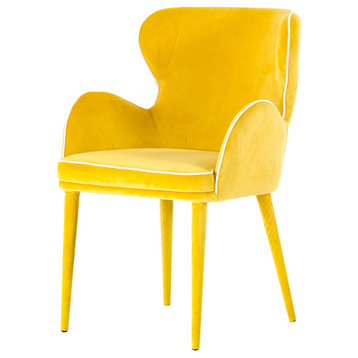 Modrest Tigard Modern Fabric Dining Chair, Yellow