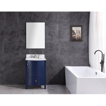 24" Blue Bathroom Vanity Without Mirror, PVC