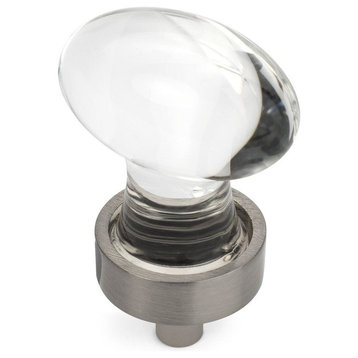 Cosmas 6594SN-C Satin Nickel & Clear Glass Oval Cabinet Knob