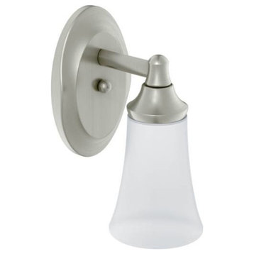 YB2861BN Single Light Bathroom Sconce, Frosted Shade from the Eva Collection