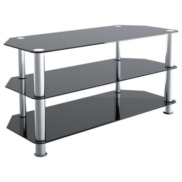 AVF Transitional Steel and Glass TV Stand for up to 50" TVs in Black/Chrome