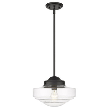 1 Light Medium Pendant-8.5 Inches Tall and 12 Inches Wide-Matte Black
