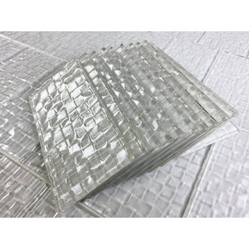 Metro Cubes 3 in x 6 in Textured Glass Subway Tile in Glossy Snow White