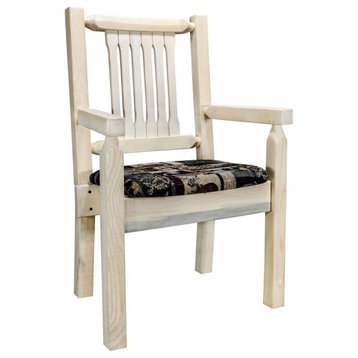 Montana Woodworks Homestead Wood Captain's Chair with Upholstered in Natural