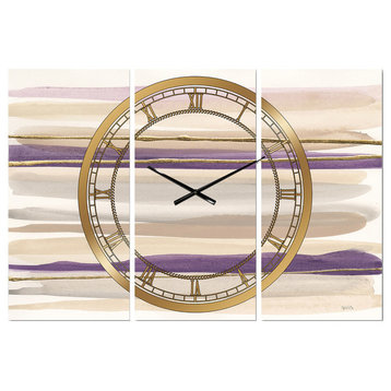 Shape of Glam Purple I Glam 3 Panels Metal Clock