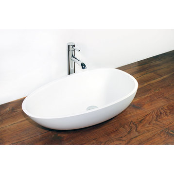Badeloft Stone Resin Countertop Sink, Glossy White