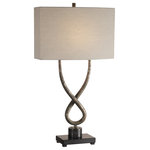 Uttermost - Uttermost Talema Aged Silver Lamp - This twisted steel base is gracefully curved with a subtly tapering design, finished in a heavily distressed aged silver leaf with charcoal undertones, displayed on a black marble column.