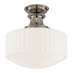 Visual Comfort - Milton Road Flush Mount, 1-Light, Polished Nickel, White Glass, 14.25"W - Flush-mount Ceiling Lighting