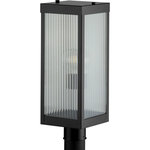Progress Lighting - Felton Collection Black 1-Light Post Lantern - Achieve the stylish and peaceful home environment you've been waiting for with this beautiful post lantern. The rectangular matte black frame's intelligent design is just right for illuminating any outdoor space in need of illumination. The frame holds elongated, rippled glass panels through which a warm, guiding glow will shine.