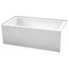 Grayley 60x32" Alcove Bathtub With Right-Hand Drain and Trim, Shiny White