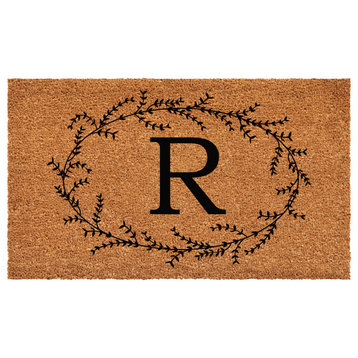 Calloway Mills Rustic Leaf Vine Monogrammed Doormat, 36"x72", Letter R