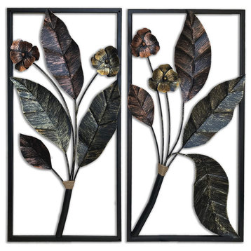 DecorShore Floral Leaf Metal Decorative Wall Art For Home Decor