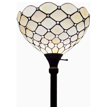 Tiffany Style Jeweled Torchiere Floor Lamp 72" Tall