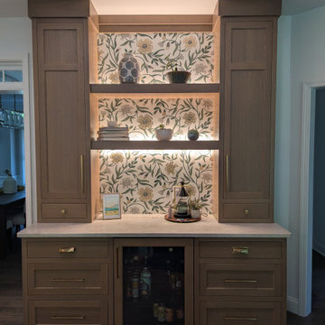 Amish Inset Painted with White oak island and bar