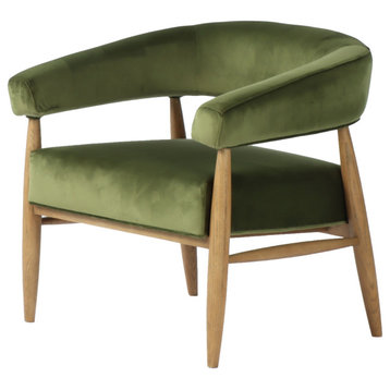 Zora Polyester Upholstered Club Chair, Natural/Green