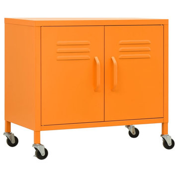 vidaXL Storage Cabinet Orange Steel Cupboard Book Display Cabinet Furniture