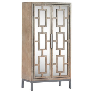 Home Square 2 Piece Mirrored Accent Cabinet Set in Ash Gray