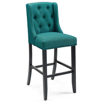Home Square 2 Piece Tufted Upholstery Barstool Set with Wood Base in Teal Blue