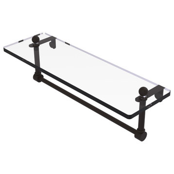 16" Glass Vanity Shelf with Integrated Towel Bar, Oil Rubbed Bronze
