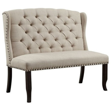Bowery Hill Fabric Settee in Beige