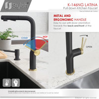 STYLISH Kitchen Sink Faucet Single Handle Pull Down Dual Mode Stainless Steel