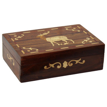 Natural Geo Handmade Rosewood Elk Wooden Decorative Box