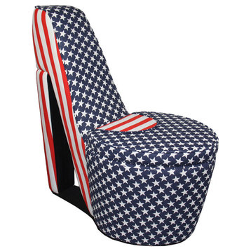 Patriotic Blue, Red White High Heels Storage Chair