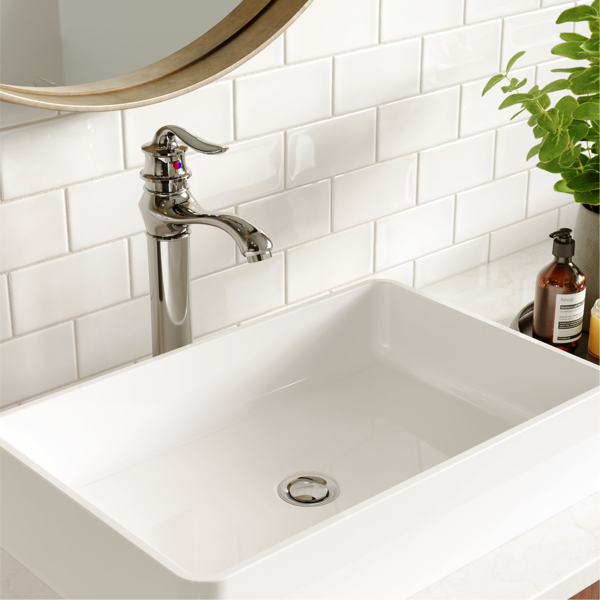 Karran KBF432 1-Hole 1-Handle Vessel Faucet With Pop-up Drain, Chrome