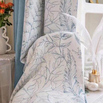QYFL2302KA 2023 New Arrival Petrel Blue Pink Green Chenille Ready Made Curtains