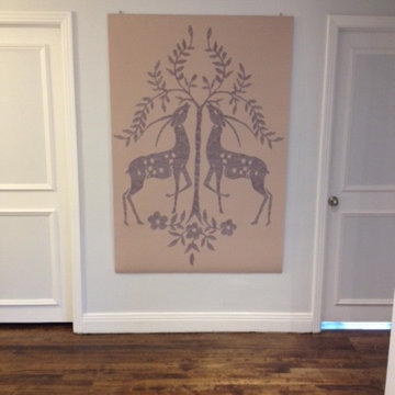 Rare Antique Deer Motif Banner Wall Art