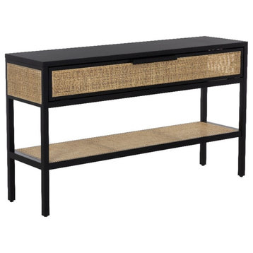 Brant House Talya 55.25x15" Modern Wood Console Table in Black