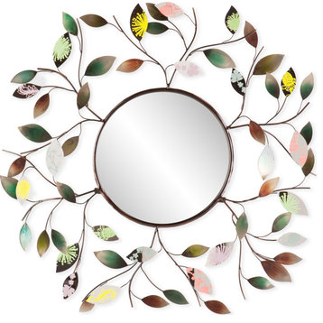Decorative Metallic Leaf Wall Mirror - Natural