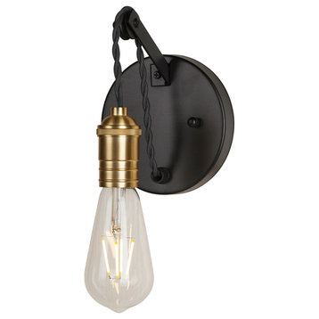 Essy 1 Light Wall Sconce, Black and Soft Gold