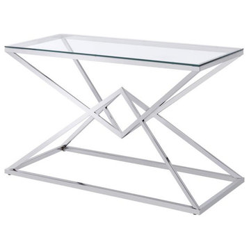 Furniture of America Cazzanarro Contemporary Metal Sofa Table in Chrome Plating