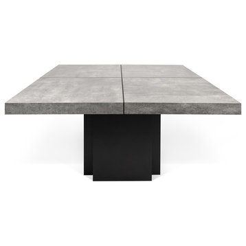 Dusk Dining Table, Faux Concrete/Pure Black, 51", One Leg