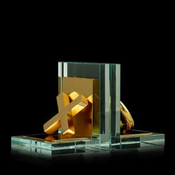 Tic Tac Toe Gold Bookends - Bookends