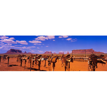 Saddles on Fence Monument Valley National Park Panoramic Fabric Wall Mural