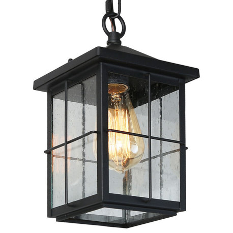 LNC 1-Light Matte Black LED Outdoor Lighting, Pendant