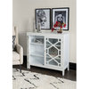 Linon Betty Large Wood Cabinet with 2 Glass Paneled Doors and 3 Shelves in White