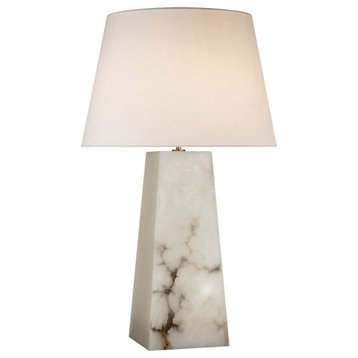 Evoke Large Table Lamp in Alabaster with Linen Shade