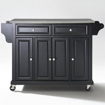 Catania Modern / Contemporary Stainless Steel Top Kitchen Cart in Black