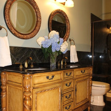 Traditional Bathroom Vanity With Verde Laura Granite Tile