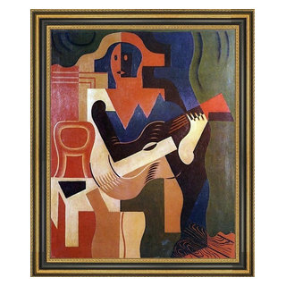 Juan Gris Harlequin With Guitar - 16" X 20" Framed Premium Canvas Print ...