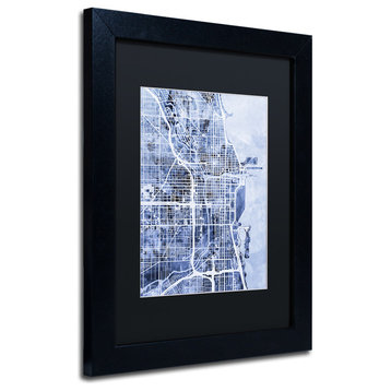 Michael Tompsett 'Chicago Street Map 2', Black Frame, Black Mat, 14x11
