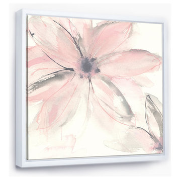 Designart Pink Shabby Floral Ii Shabby Chic Framed Wall Art, White, 30x30